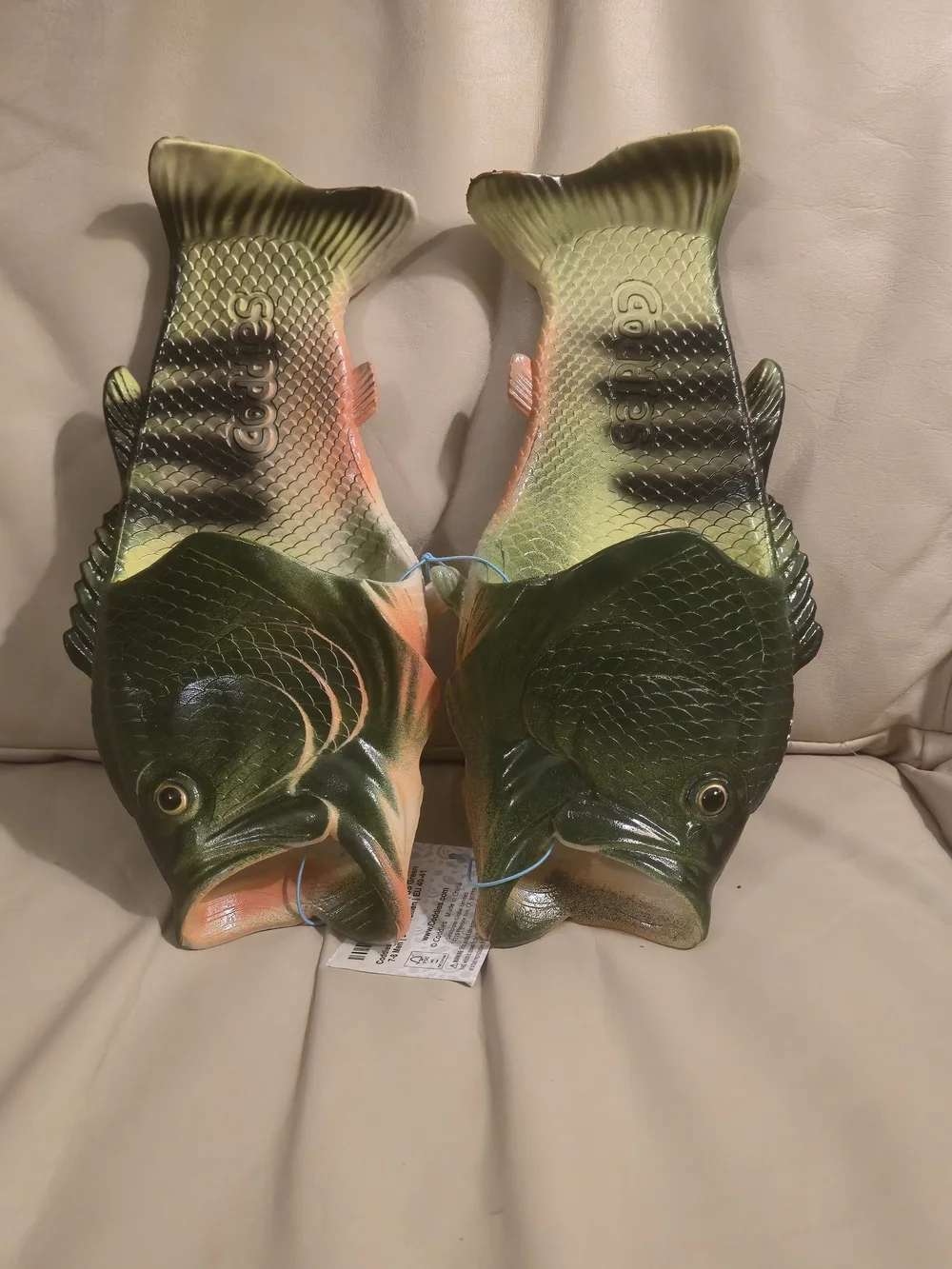 NWT! Coddies Green Fish Flip Flop Slides Shoes, Unisex, Men's 7/8, Women's 9/10